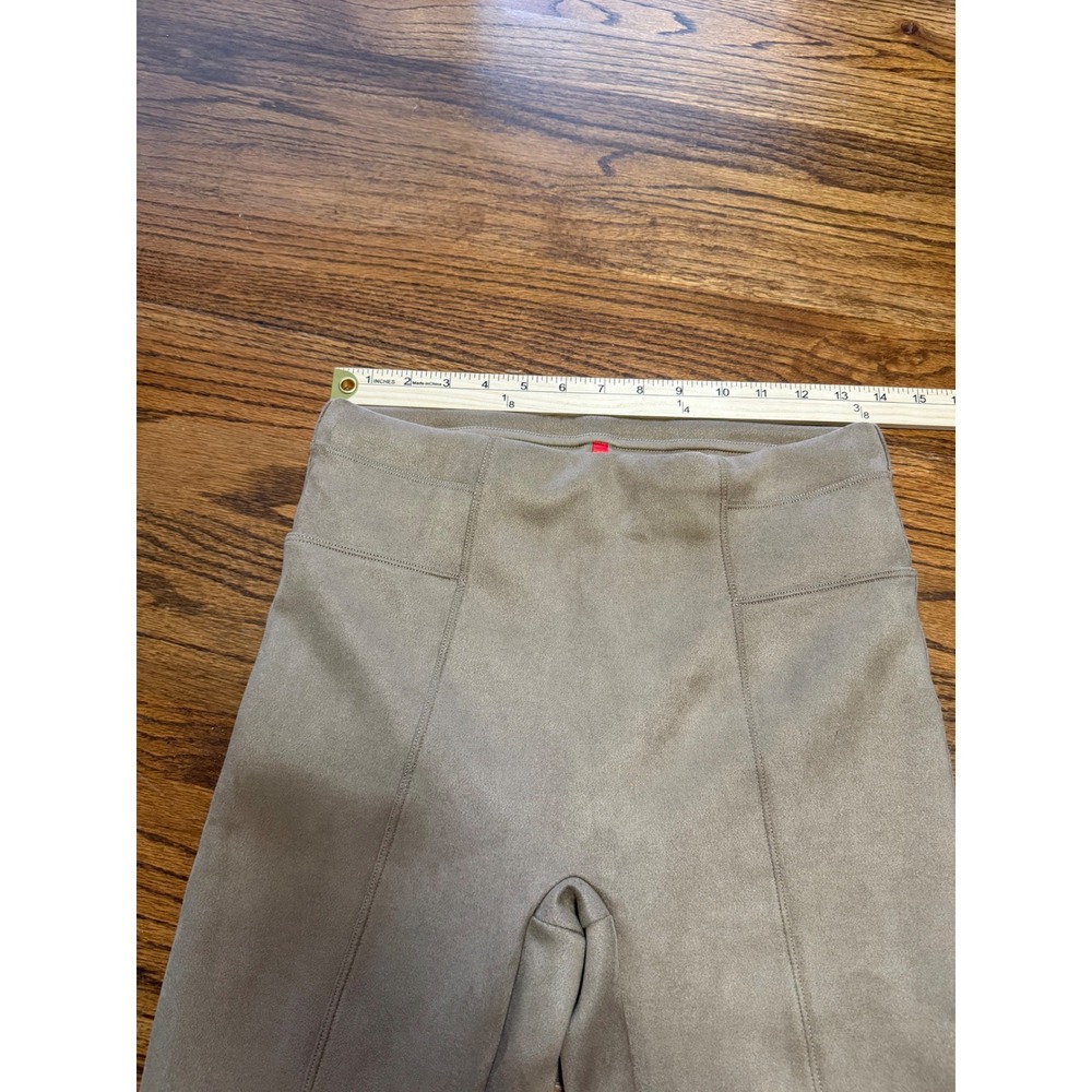 Spanx Faux Suede Leggings Camel Tan High Waisted Seamed Front Size Medium 20380R - Picture 3 of 7